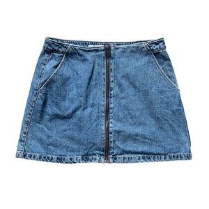 Zara Zip Front Denim Blue Skirt M
